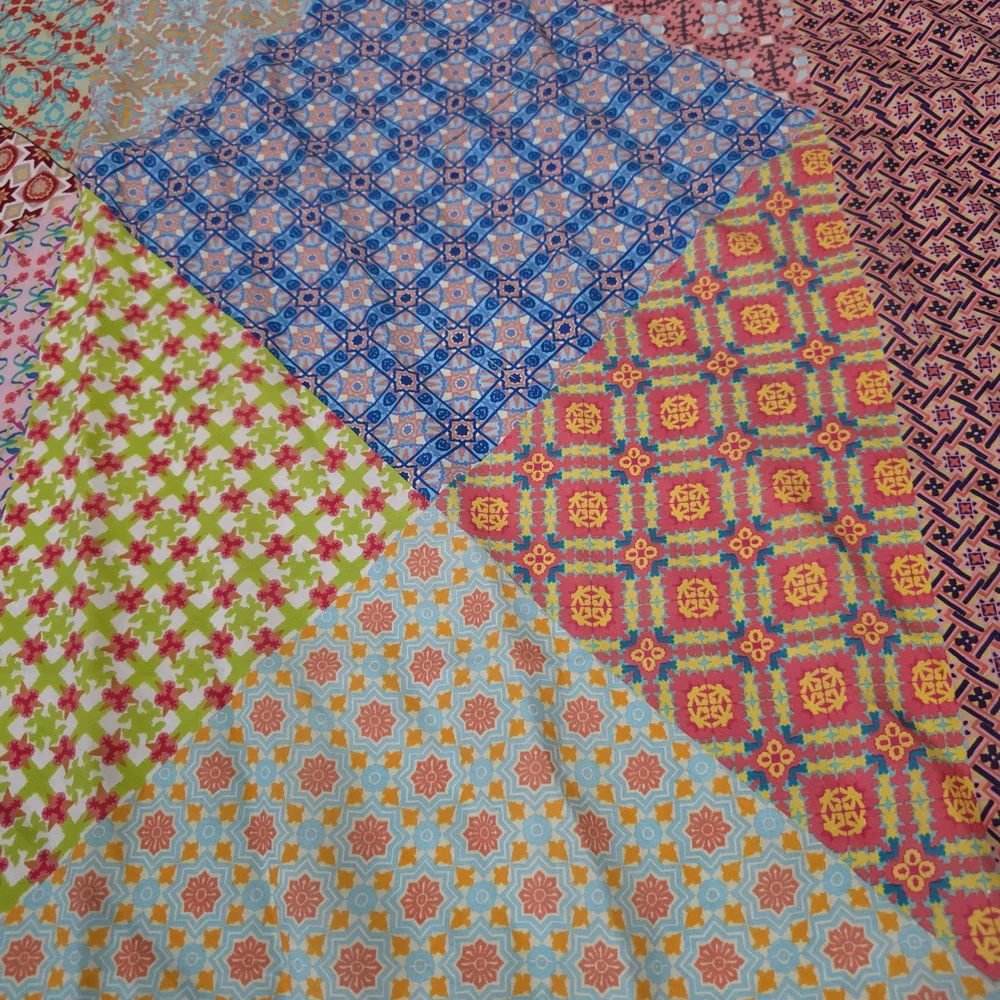Multicolor Patchwork Cotton Scarf Wrap - Unbranded